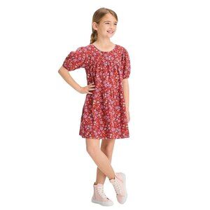 Cat & Jack Girl's Burgundy Floral Printed Dress - Size XL (14), NWT